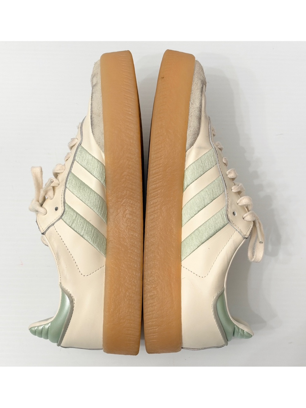 Adidas Womens Samba Sneakers - Off White Lime Green Gum - 10
